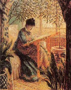 Claude Monet Camille Monet Embroidering